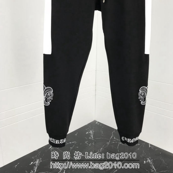 Chrome hearts 克羅心 19FW早春新款 側邊黑白撞色 男款衛褲 ydi2110